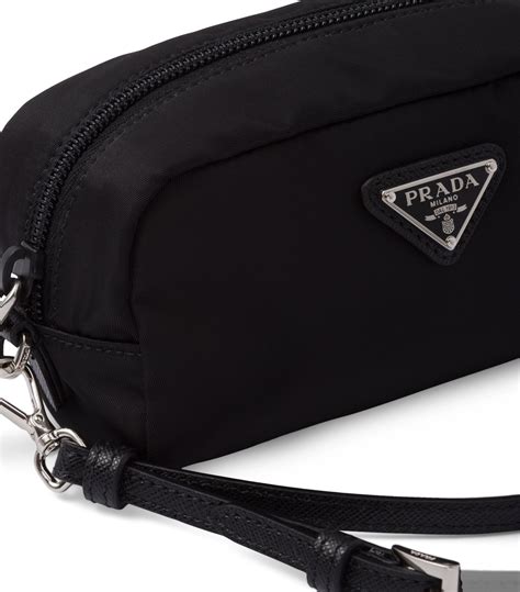 prada cosmetic bag black|Prada nylon makeup bag.